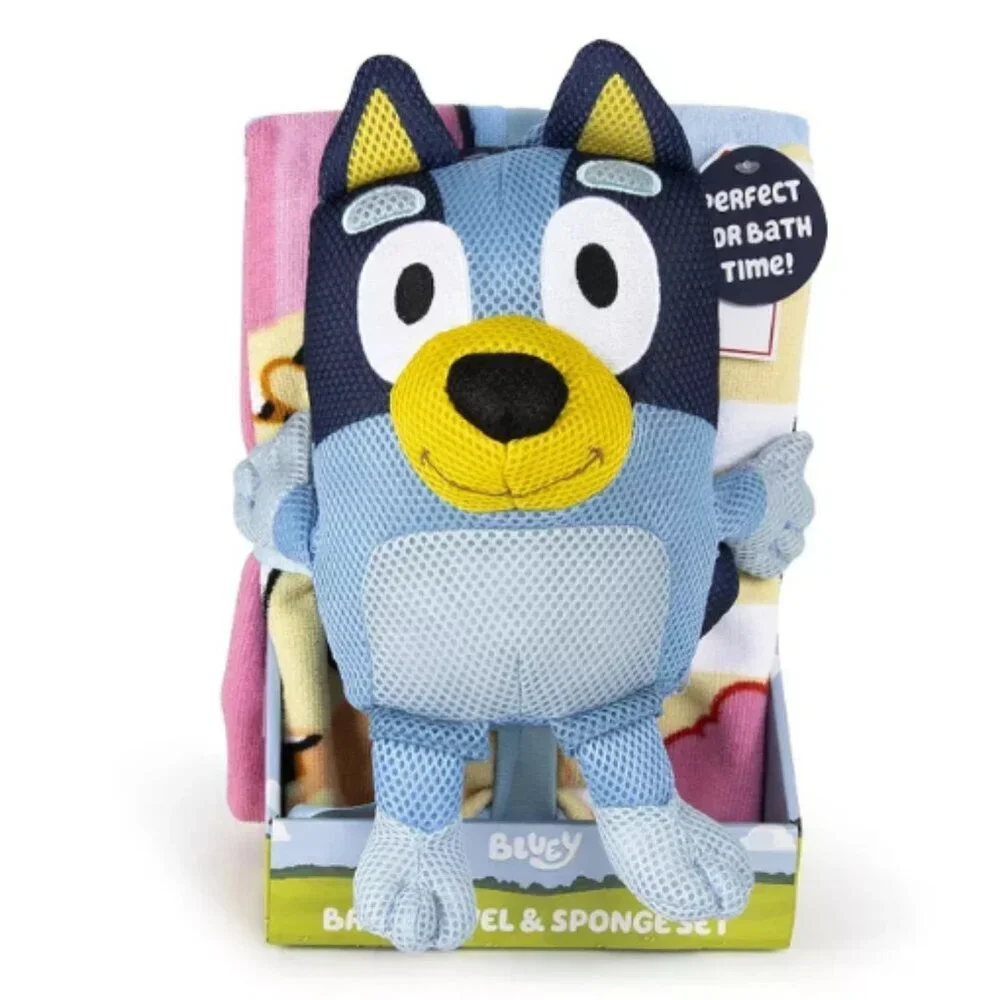 Bluey Kids Bath Towel & Sponge Set 25x50 Polyester OEKO-TEX Certified